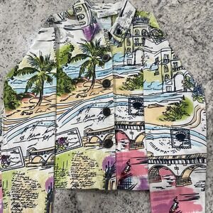 Women's Vintage New Director Jacket Palm Trees, Post Stamp, Vacation Style